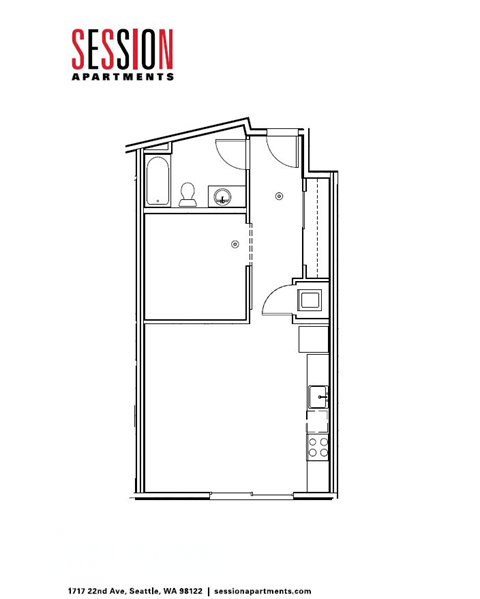 A black and white drawing of a floor plan for an apartment.